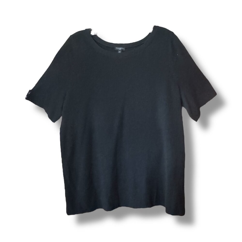 Talbots Short Sleeve Sweater Tee Black